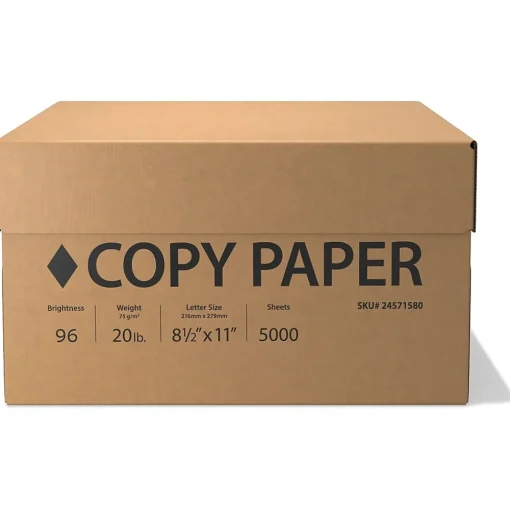 Customer Owned Copy Paper<8.5" x 11" Copy Paper, 20 lbs., White, 5000 Sheets/Carton (61980CT)