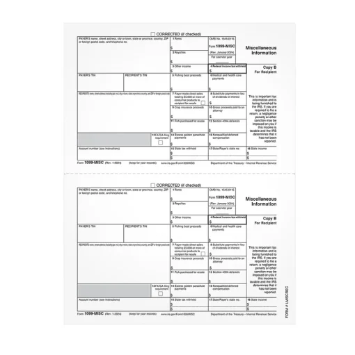 Adams Tax Forms<2024 1099-MISC Copy B Laser Tax Forms, 50/Pack (LMISCREC-S)