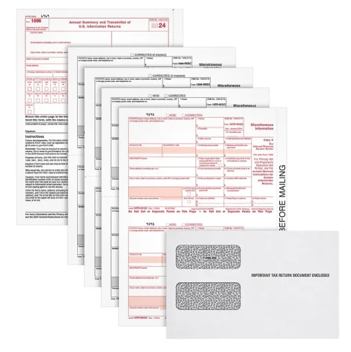 Adams Tax Forms<2024 1099-MISC 4-Part Laser/Inkject Tax Forms with Envelopes and software, 100/pack (LMISC5KIT-S)