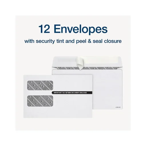 Adams Tax Forms<2024 1099-MISC Tax Form with Self-Seal Envelopes and Tax Forms Helper, 4-Part, 2-Up, Copy A, 1, B, 2, 12/Pack