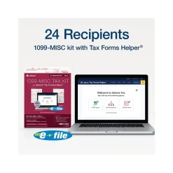Adams Tax Forms<2024 1099-MISC Tax Form with e-files and Access to Tax Forms Helper, 4-Part, 2-Up, Copy A, 1, B, 2, 24/Pack
