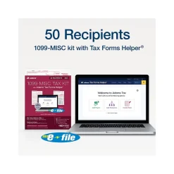 Adams Tax Forms<2024 1099-MISC Tax Form with e-files and Access to Tax Forms Helper, 4-Part, 2-Up, Copy A, 1, B, 2, 50/Pack
