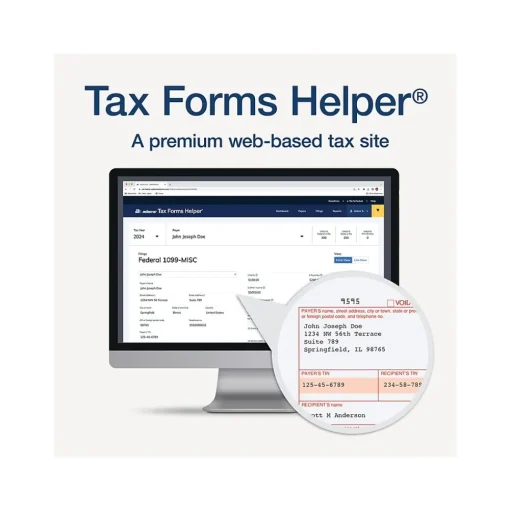 Adams Tax Forms<2024 1099-MISC Tax Form with e-files and Access to Tax Forms Helper, 4-Part, 2-Up, Copy A, 1, B, 2, 50/Pack