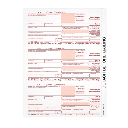 Adams Tax Forms<2024 1099-NEC Copy A Laser/Inkjet Tax Forms, 50 Sheets/Pack (LNECFED16)