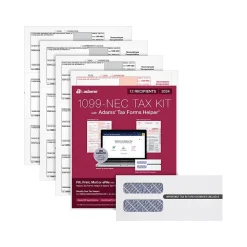 Adams Tax Forms<2024 1099-NEC Tax Form with Self-Seal Envelope, 4-Part, 3-Up, Copy A, 1, B, 2, 12/Pack (STAX512NEC-24)
