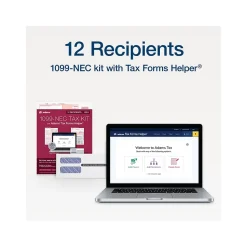 Adams Tax Forms<2024 1099-NEC Tax Form with Self-Seal Envelope, 4-Part, 3-Up, Copy A, 1, B, 2, 12/Pack (STAX512NEC-24)