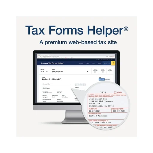 Adams Tax Forms<2024 1099-NEC Tax Form with Self-Seal Envelope, 4-Part, 3-Up, Copy A, 1, B, 2, 12/Pack (STAX512NEC-24)