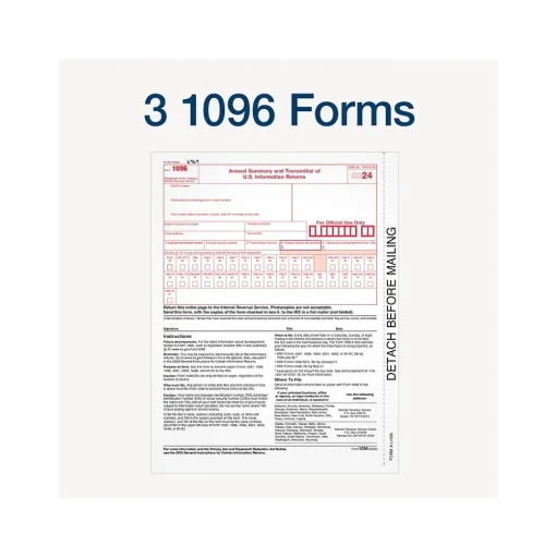 Adams Tax Forms<2024 1099-NEC Tax Form with Self-Seal Envelope, 4-Part, 3-Up, Copy A, 1, B, 2, 12/Pack (STAX512NEC-24)