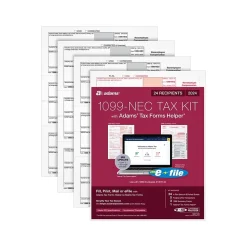 Adams Tax Forms<2024 1099-NEC Tax Form with e-files and Access to Tax Forms Helper, 4-Part, 3-Up, Copy A, 1, B, 2, 24/Pack