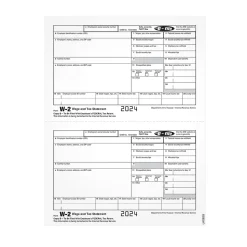 Adams Tax Forms<2024 W-2 1-Part Copy B Laser/Inkject Tax Forms, 100/pack (LW2EEBQ)