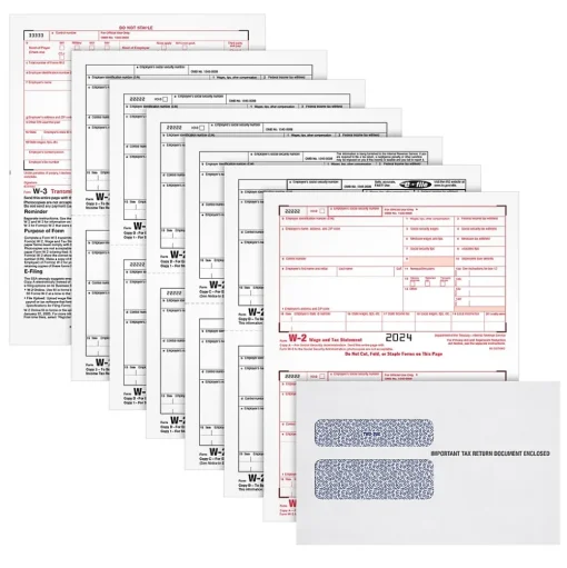 Adams Tax Forms<2024 W-2 6-Part Laser/Inkjet Tax Forms with Envelopes and software, 100/pack (LW26KIT-S)