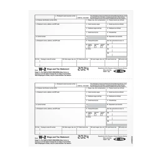 Adams Tax Forms<2024 W-2 Tax Form, 1-Part, Copy C, 100/Pack (LW2EEC2)