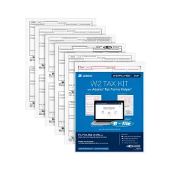 Adams Tax Forms<2024 W-2 Tax Form with W-3 Forms and Access to Tax Forms Helper, 6-Part, 2-Up, Copy A, 1, B, C, 2, D, 50/Pack