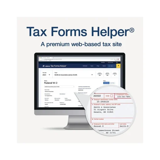 Adams Tax Forms<2024 W-2 Tax Form with W-3 Forms and Access to Tax Forms Helper, 6-Part, 2-Up, Copy A, 1, B, C, 2, D, 50/Pack