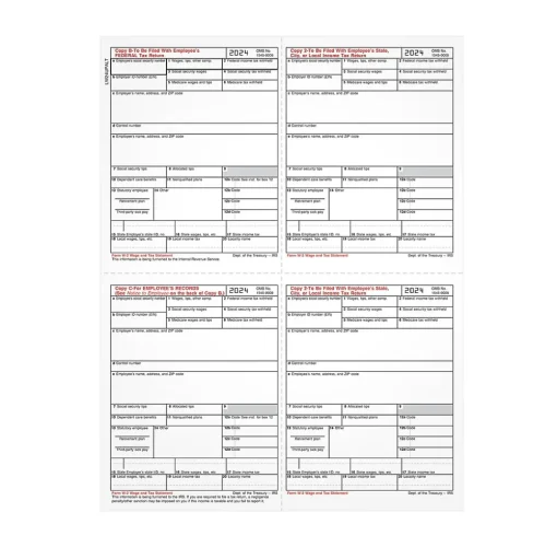 Adams Tax Forms<2024 W-2 4-up Employee Copy Cut Sheet, 100 sheets/pack (LW24UPALT100)