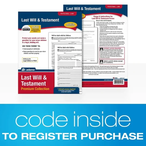 Adams Business Forms<Last Will & Testament, Forms & Instructions (LF235/ALFP117)