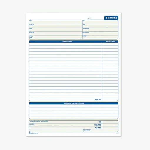 Adams Business Forms<1-Part Carbon Work Orders, 8.38"W x 11.44"L, 50 Sets/Book (D8120)