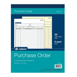 Adams Business Forms<2-Part Carbonless Purchase Order, 8 3/8" x 11 7/16", 50 Sets/Book (DC8131)