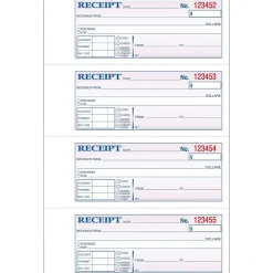 Adams Accounting & Record Journals<3-Part Carbonless Receipt Book, 10.88" x 7.63", 100 Sets/Book (TC1182)