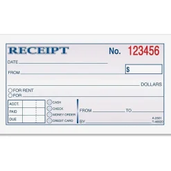 Adams Accounting & Record Journals<2-Part Carbonless Receipts Book, 2.75" x 4.88", 50 Forms/Book (DC2501)