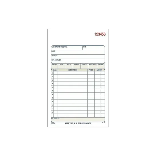 Adams Business Forms<2-Part Carbonless Sales Orders, 4.19"W x 7.19"L, 50 Sets/Book, 3 (DC4705-3)