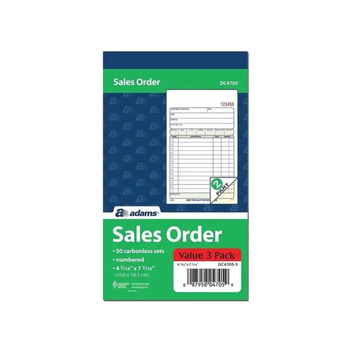 Adams Business Forms<2-Part Carbonless Sales Orders, 4.19"W x 7.19"L, 50 Sets/Book, 3 (DC4705-3)