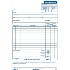 Adams Business Forms<3-Part Carbonless Work Orders, 5-2/3" x 9", 250 Sets/Book (3-584)
