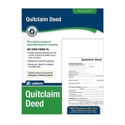 Adams Business Forms<Quitclaim Deed, Form and Instructions, 8.5" x 11", 4 Sets/Book (LF298)