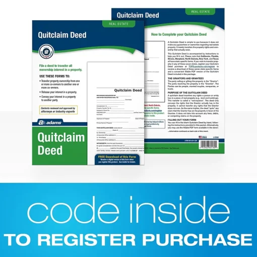 Adams Business Forms<Quitclaim Deed, Form and Instructions, 8.5" x 11", 4 Sets/Book (LF298)