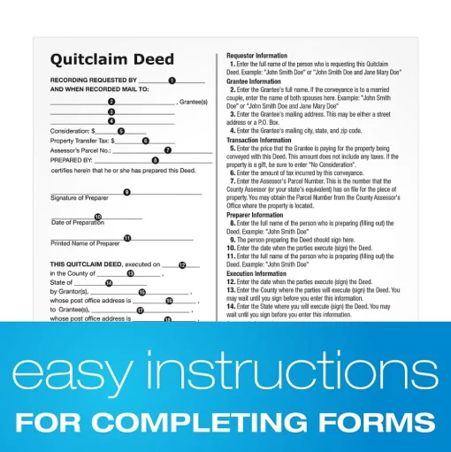 Adams Business Forms<Quitclaim Deed, Form and Instructions, 8.5" x 11", 4 Sets/Book (LF298)