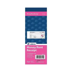 Adams Accounting & Record Journals<Receipt Book, 7.19"W x 2.75"L, White/Canary, 250 Sets/Pack (DC2701)