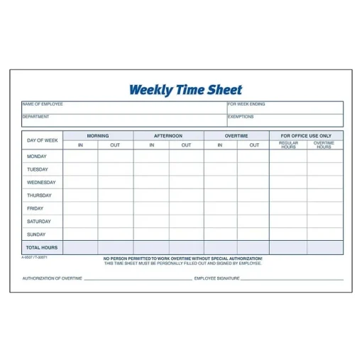 Adams Hr Forms<Time Sheets, 100/Pad, 2 Pads/Pack (ABF 9507ABF)