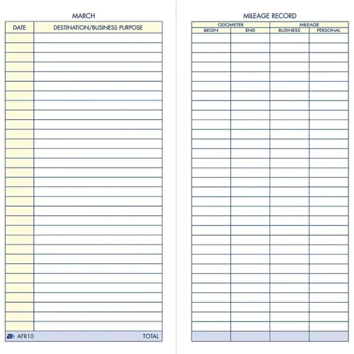 Adams Business Forms<Vehicle Mileage Records, 3 1/4" x 6 1/4", 36 Sets/Book (AFR10)