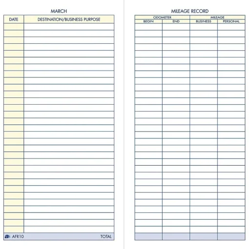 Adams Business Forms<Vehicle Mileage Records, 3 1/4" x 6 1/4", 36 Sets/Book (AFR10)