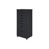 Adeptus Storage Cabinets<40.28" Solid Pine Roll Cart with 8 Drawers, Matte Black (76169)