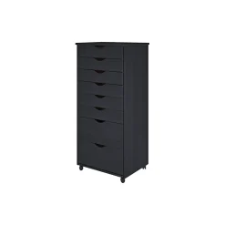 Adeptus Storage Cabinets<40.28" Solid Pine Roll Cart with 8 Drawers, Matte Black (76169)