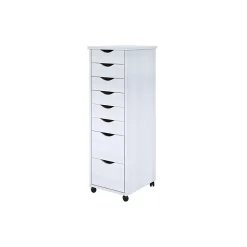 Adeptus Storage Cabinets<40.28" Solid Pine Roll Cabinet with 8 Drawers, Whitewash (76183)
