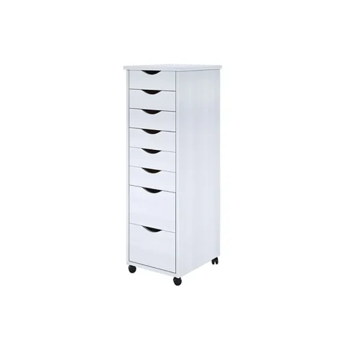 Adeptus Storage Cabinets<40.28" Solid Pine Roll Cabinet with 8 Drawers, Whitewash (76183)
