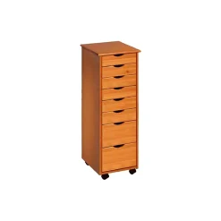 Adeptus Storage Cabinets<40.28" Solid Pine Roll Cart with 8 Drawers, Medium Pine (76156)