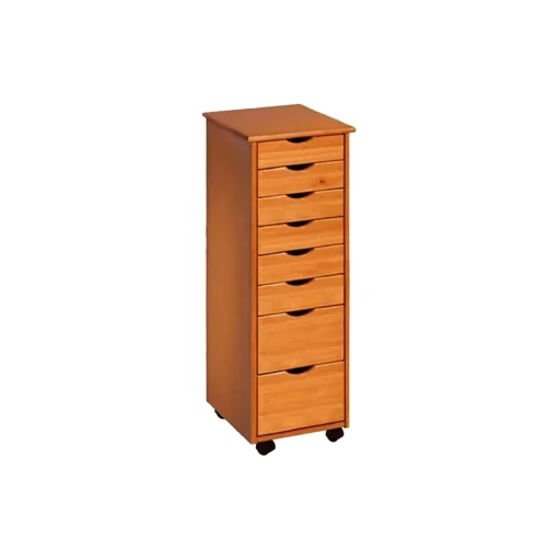 Adeptus Storage Cabinets<40.28" Solid Pine Roll Cart with 8 Drawers, Medium Pine (76156)