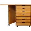 Adeptus File Cabinets<Drop Leaf 7-Drawer Vertical File Cabinet, Mobile, Specialty, Medium Pine, 15" (76178)