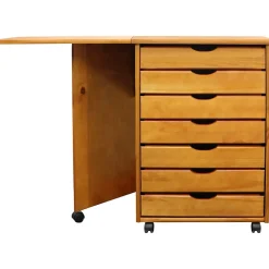 Adeptus File Cabinets<Drop Leaf 7-Drawer Vertical File Cabinet, Mobile, Specialty, Medium Pine, 15" (76178)