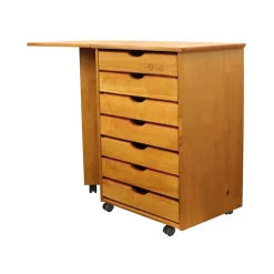 Adeptus File Cabinets<Drop Leaf 7-Drawer Vertical File Cabinet, Mobile, Specialty, Medium Pine, 15" (76178)