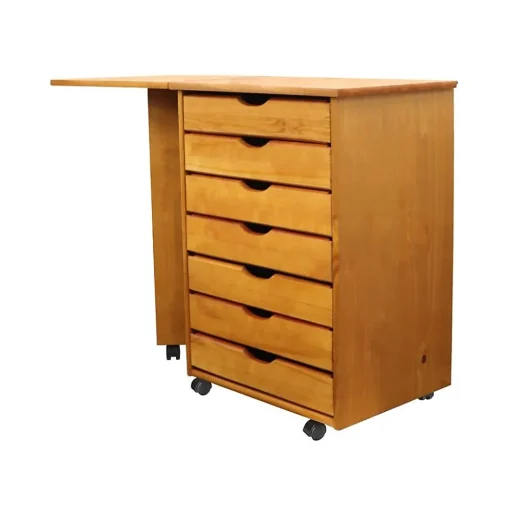 Adeptus File Cabinets<Drop Leaf 7-Drawer Vertical File Cabinet, Mobile, Specialty, Medium Pine, 15" (76178)