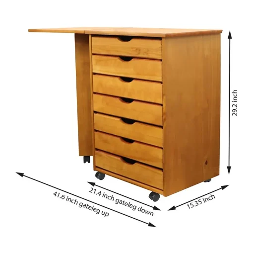 Adeptus File Cabinets<Drop Leaf 7-Drawer Vertical File Cabinet, Mobile, Specialty, Medium Pine, 15" (76178)