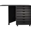 Adeptus File Cabinets<Drop Leaf 7-Drawer Lateral File Cabinet, Mobile, Specialty, Matte Black, 21.4" (76180)