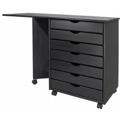 Adeptus File Cabinets<Drop Leaf 7-Drawer Lateral File Cabinet, Mobile, Specialty, Matte Black, 21.4" (76180)