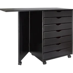 Adeptus File Cabinets<Drop Leaf 7-Drawer Lateral File Cabinet, Mobile, Specialty, Matte Black, 21.4" (76180)