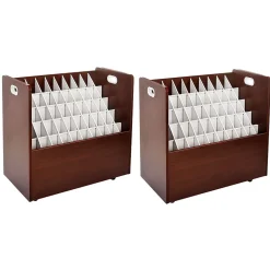 AdirOffice File Cabinets<50-Slot Mobile Roll File, 28.5"H x 30"W x 15.75"D, Mahogany (626-MA-2PK)