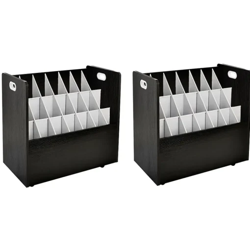 AdirOffice File Cabinets<21-Slot Mobile Roll File, 28.5"H x 30"W x 15.75"D, Black (625-BLK-2PK)